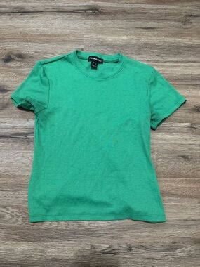 Green Ribbed Short Sleeve Tee